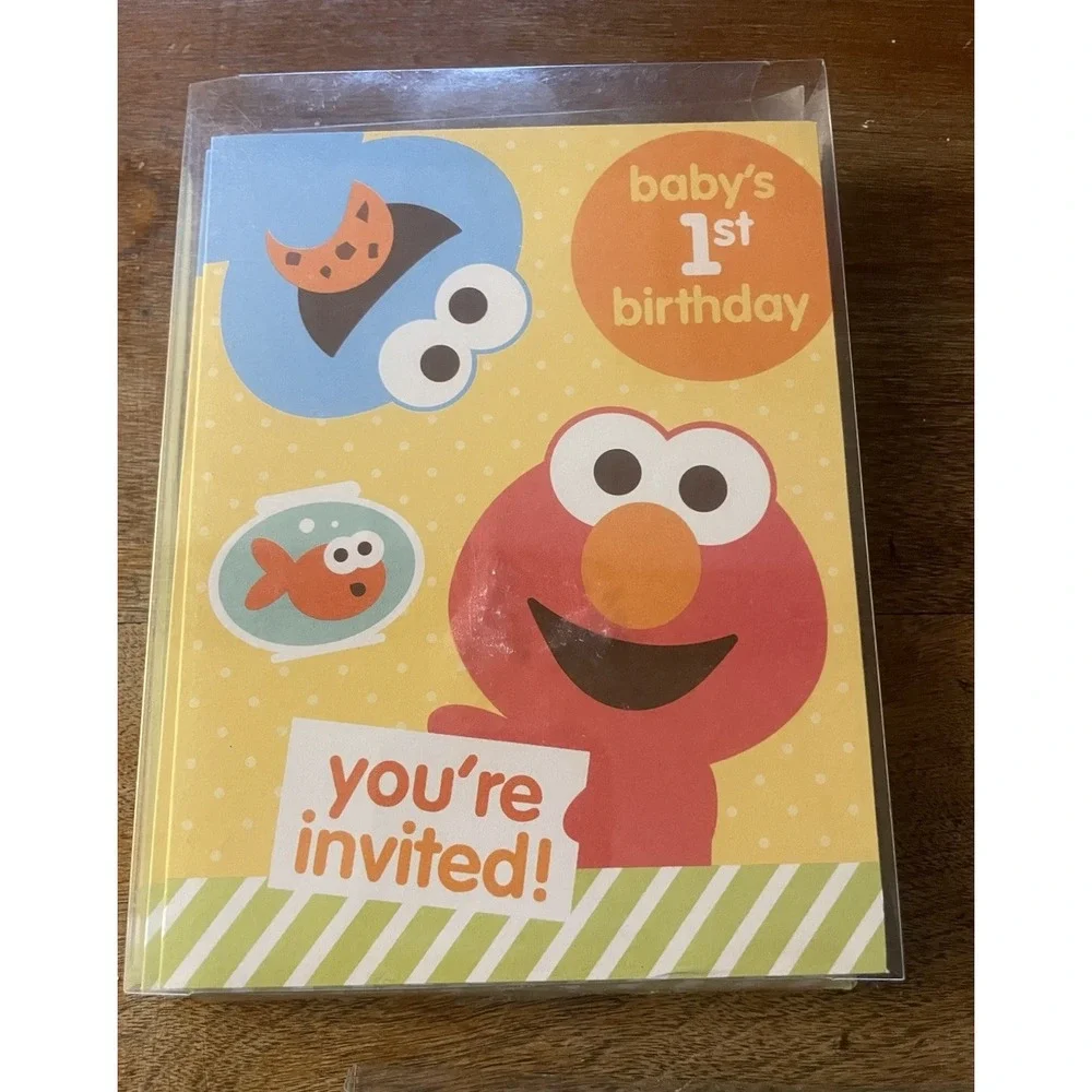 Sesame Street Invitations Elmo Baby's 1st‎ Birthday Party 10 Cards & Envelopes